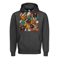 Charcoal Heather baby hampshire pig sunflowers seamless pattern Zipper Hoodie - FaDigitalArtStudio