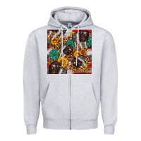 Heather Grey baby hampshire pig sunflowers seamless pattern Zipper Hoodie - FaDigitalArtStudio