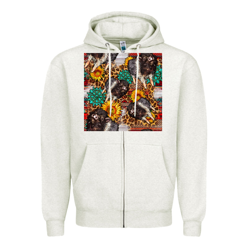 Baby Hampshire Pig Sunflowers Seamless Pattern Zipper Hoodie by FaDigitalArtStudio | Teevron