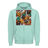 Seafoam baby hampshire pig sunflowers seamless pattern Zipper Hoodie - FaDigitalArtStudio