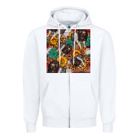 White baby hampshire pig sunflowers seamless pattern Zipper Hoodie - FaDigitalArtStudio