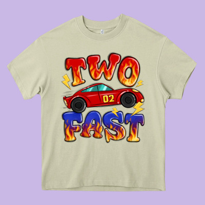 Two Fast Boys Birthday Racing Car Heavy Core Tee Designed By Maliassmallbusiness