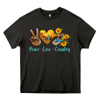 Asphalt peace love country cowhide cowboy hat Heavy Core Tee - AdoDesignShop