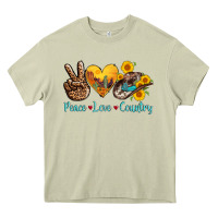 Mossy peace love country cowhide cowboy hat Heavy Core Tee - AdoDesignShop