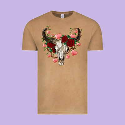 Valentines Bull Skull Vintage Tee Designed By Ranaportraitstore