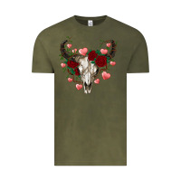 Vintage Olive valentines bull skull Vintage Tee - RanaPortraitStore