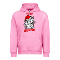 Fuchsia Pink Merry Christmas Cat Urban Hoodie - SublimationCraftShop
