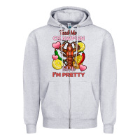 Heather Grey feed me crawfish tell me im pretty Zipper Hoodie - FaDigitalArtStudio