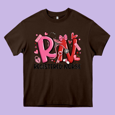 Rn Registered Nurse Valentines Day Heavy Core Tee Designed By Maliassmallbusiness