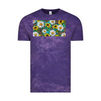 Cloud Purple Sunflower And Daisy With Leopard Vintage Tee - RanaPortraitStore
