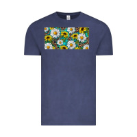 Vintage Denim Sunflower And Daisy With Leopard Vintage Tee - RanaPortraitStore