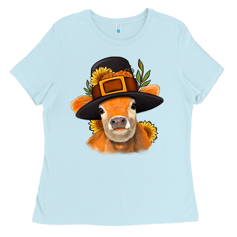 Thanksgiving Cow Ladies Tee by NancyCooperArtShop | Teevron