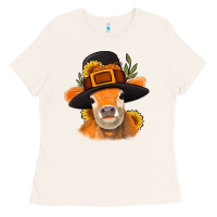 Bone Thanksgiving Cow Ladies Tee - NancyCooperArtShop