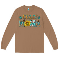 Toasted Coconut Western Blessed Mama with Leopard and Sunflower Long Sleeve Tee - texasbilliewilder