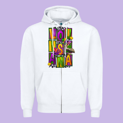 Mardi Gras Louisiana Zipper Hoodie Designed By Fadigitalartstudio