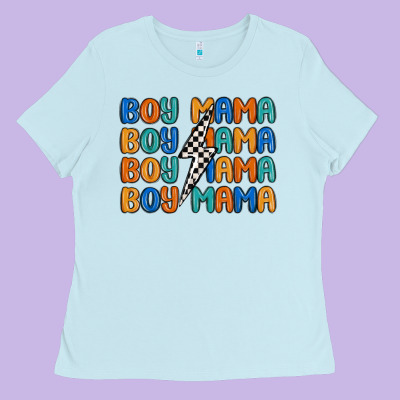 Boy Mama Lightning Bolt Ladies Tee Designed By Maliassmallbusiness