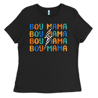 Black boy mama lightning bolt Ladies Tee - MaliasSmallBusiness
