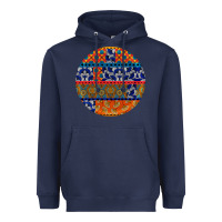 Navy african fabric pattern round earrings Heavyweight Hoodie - BundleAndBundleShop