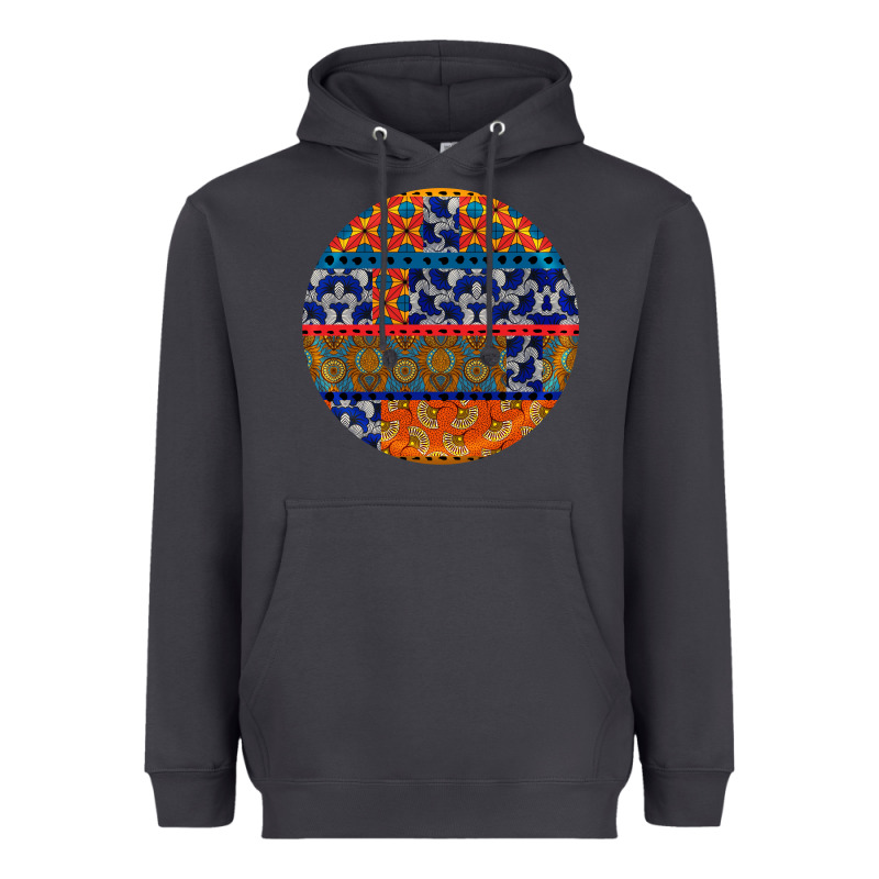 African Fabric Pattern Round Earrings Heavyweight Hoodie by BundleAndBundleShop | Teevron