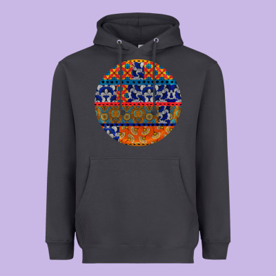 African Fabric Pattern Round Earrings Heavyweight Hoodie Designed By Bundleandbundleshop