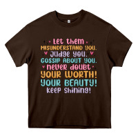 Chocolate Brown let them Heavy Core Tee - MaliasSmallBusiness