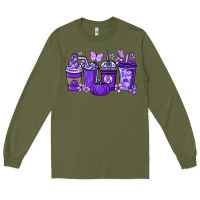 Army Green Cancer coffee cups purple ribbon Long Sleeve Tee - NancyCooperArtShop