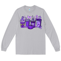 Moon Dust Cancer coffee cups purple ribbon Long Sleeve Tee - NancyCooperArtShop