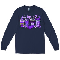 Navy Cancer coffee cups purple ribbon Long Sleeve Tee - NancyCooperArtShop
