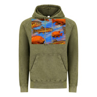 Vintage Olive California Golden Trout Garibaldi Fish Background Vintage Hoodie - Bettercallsaul