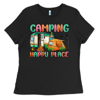 Black camping is my happy place Ladies Tee - MaliasSmallBusiness