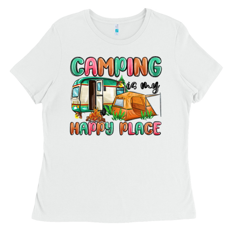 Camping Is My Happy Place Ladies Tee by MaliasSmallBusiness | Teevron