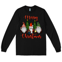 Black Merry Christmas Gnomes Long Sleeve Tee - RanaPortraitStore