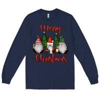 Navy Merry Christmas Gnomes Long Sleeve Tee - RanaPortraitStore