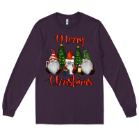 Plum Merry Christmas Gnomes Long Sleeve Tee - RanaPortraitStore
