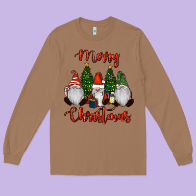 Merry Christmas Gnomes Long Sleeve Tee Designed By Ranaportraitstore