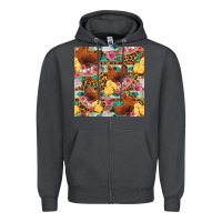 Smoke chicken and chicks with flowers seamless pattern Zipper Hoodie - FaDigitalArtStudio