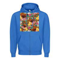 True Royal chicken and chicks with flowers seamless pattern Zipper Hoodie - FaDigitalArtStudio