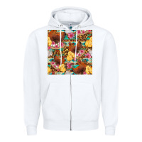 White chicken and chicks with flowers seamless pattern Zipper Hoodie - FaDigitalArtStudio