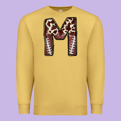 Name Footballcow Print Letter M Premium Sweatshirt Designed By Cowhidedigitalart