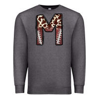 Charcoal Heather name footballcow print letter m Premium Sweatshirt - CowhideDigitalArt