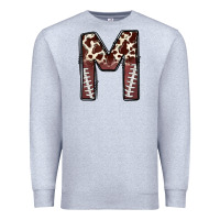 Heather Grey name footballcow print letter m Premium Sweatshirt - CowhideDigitalArt