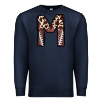 Navy name footballcow print letter m Premium Sweatshirt - CowhideDigitalArt