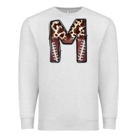 Oatmeal Heather name footballcow print letter m Premium Sweatshirt - CowhideDigitalArt