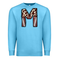 Ocean Blue name footballcow print letter m Premium Sweatshirt - CowhideDigitalArt
