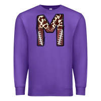 Purple name footballcow print letter m Premium Sweatshirt - CowhideDigitalArt