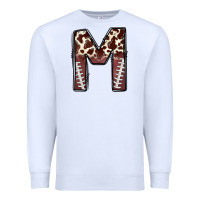 White name footballcow print letter m Premium Sweatshirt - CowhideDigitalArt
