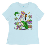 Baby Blue mardi gras pelican Ladies Tee - MaliasSmallBusiness