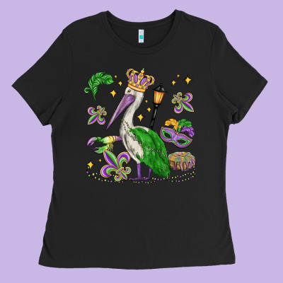 Mardi Gras Pelican Ladies Tee Designed By Maliassmallbusiness