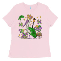 Bubblegum Pink mardi gras pelican Ladies Tee - MaliasSmallBusiness