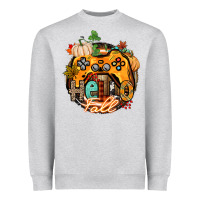 Heather Grey hello fall gamer Heavyweight Sweatshirt - CowGirlArtShop